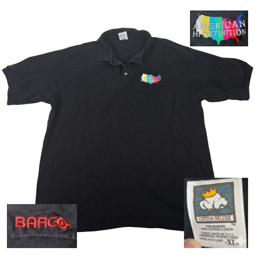 Vintage American Hi Definition Barco Polo Shirt XL Made‎ In USA Fabric Tech TV